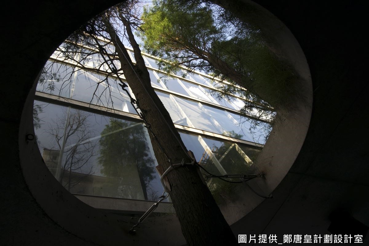 上方天花板還刻意挖空,讓樹木可從底部向上生長,抬頭往上看,頗有無限延伸的視覺趣意。 上方天花板還刻意挖空,讓樹木可從底部向上生長,抬頭往上看,頗有無限延伸的視覺趣意。