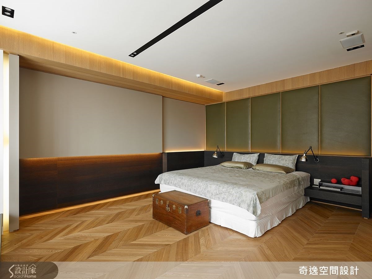 兒子房床頭採用常被用於高檔汽車座椅面料的 Nappa 等級皮革,充滿質感。 兒子房床頭採用常被用於高檔汽車座椅面料的 Nappa 等級皮革,充滿質感。