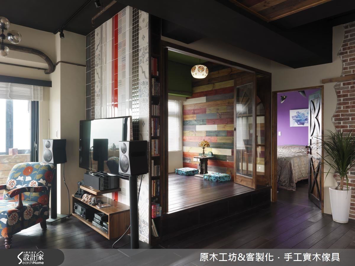 以不同風格、大小、色彩、花紋的磁磚做線條式的拼貼,完全符合對美感接受度極高的個性屋主,獨一無二、與眾不同。 以不同風格、大小、色彩、花紋的磁磚做線條式的拼貼,完全符合對美感接受度極高的個性屋主,獨一無二、與眾不同。