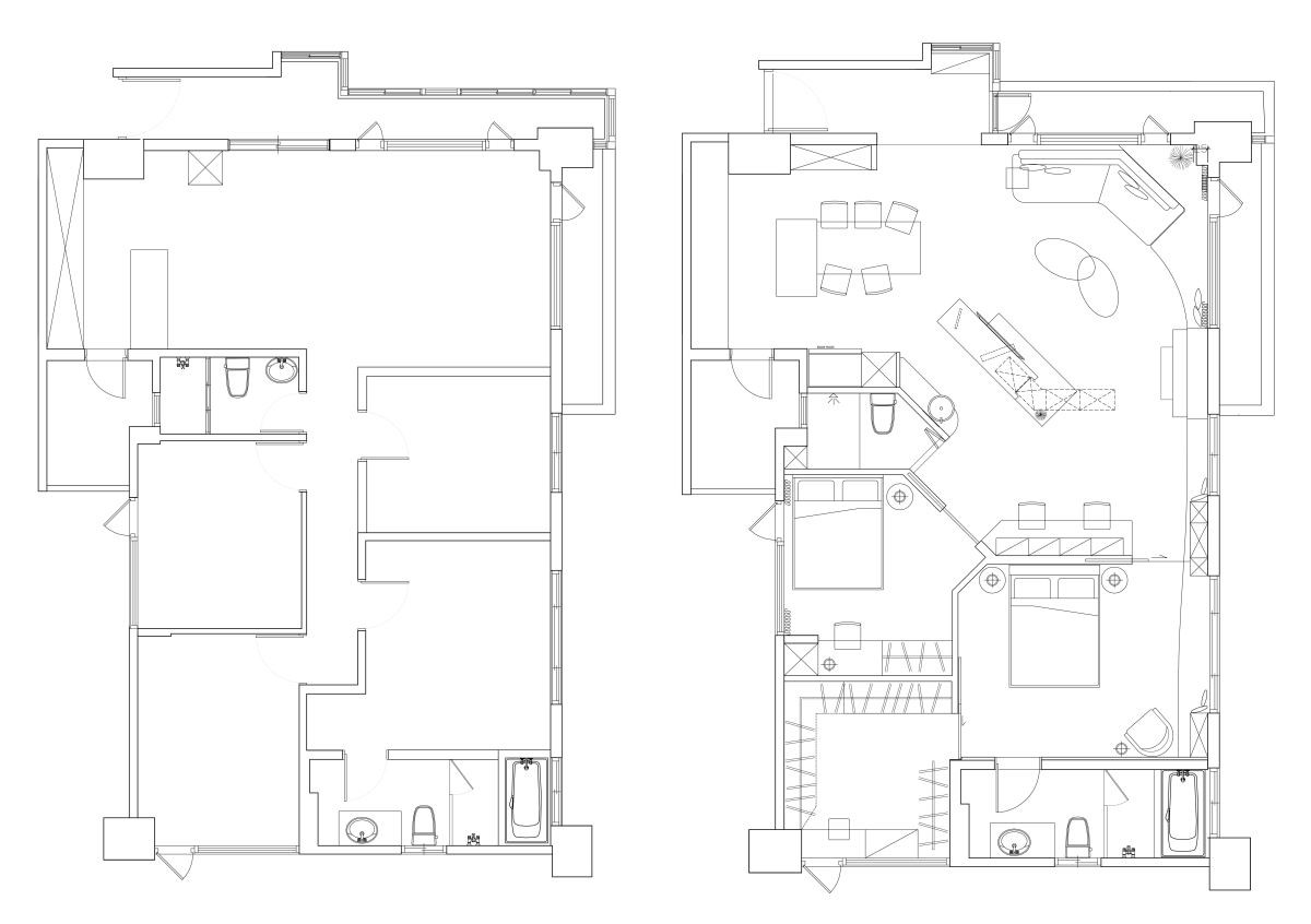 BEFORE + AFTER 平面圖提供_將作空間設計。 BEFORE + AFTER 平面圖提供_將作空間設計。