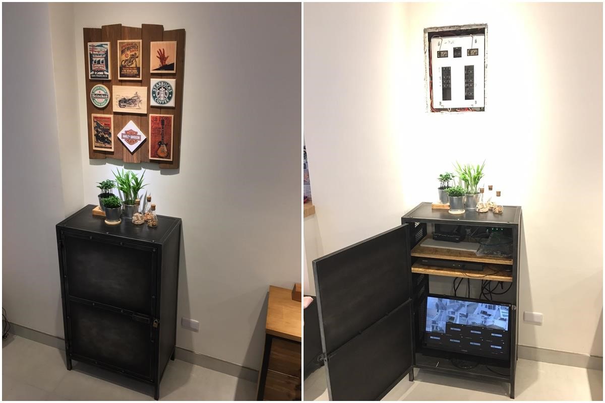 網友陳勁志採取 DIY 的方式,裝飾繁雜的線路與電箱。 網友陳勁志採取 DIY 的方式,裝飾繁雜的線路與電箱。